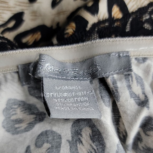 Sans Souci Sleeveless Button Down Blouse Tubetop Sz L Black Brown - Picture 4 of 4